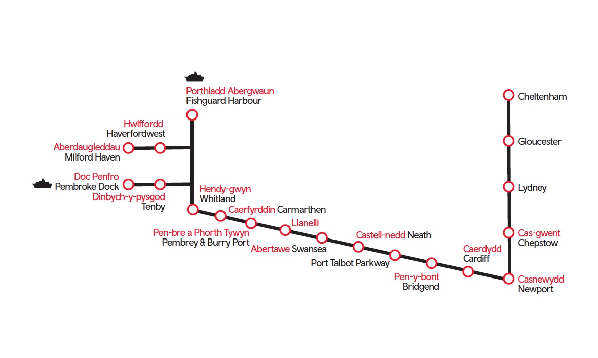 Wales train / rail maps